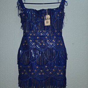 Bella Barnett blue sequin dress